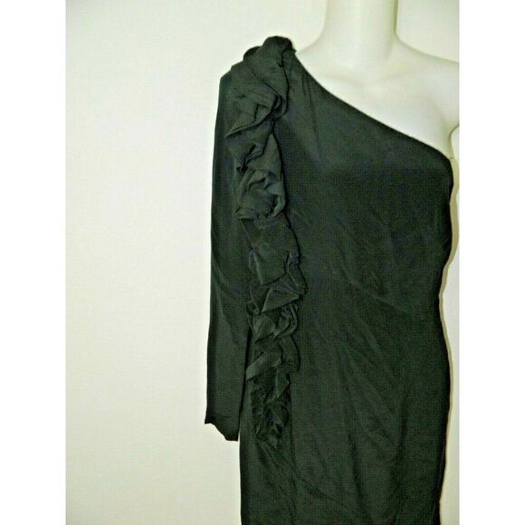 Robert‎ Rodriguez Dress Size 0 Black Silk One Sleeve Ruffle Detail Size 0 - Picture 6 of 10